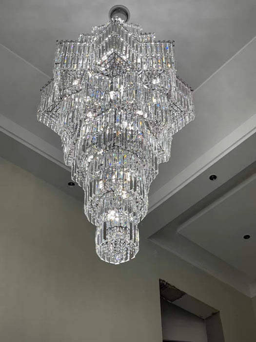 Ethereal Icefall Crystal Chandelier Modern  Art Deco Inspired Illumination - Zynella