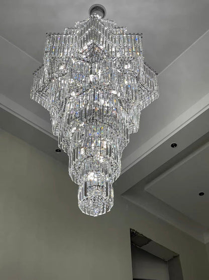 Ethereal Icefall Crystal Chandelier Modern  Art Deco Inspired Illumination - Zynella