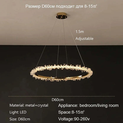 Crystal LED chain pendant close-up