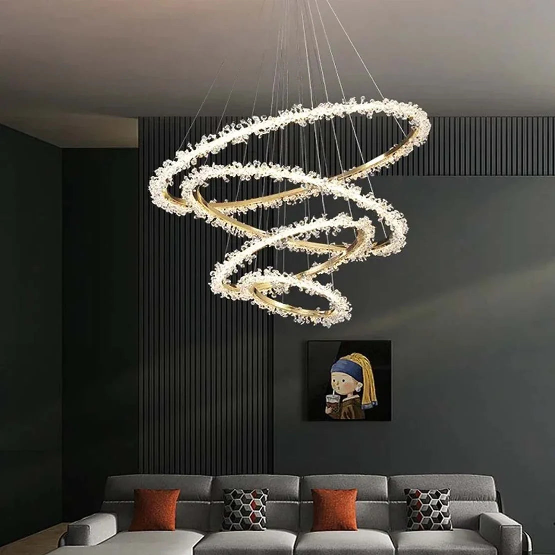 Crystal LED chain pendant light