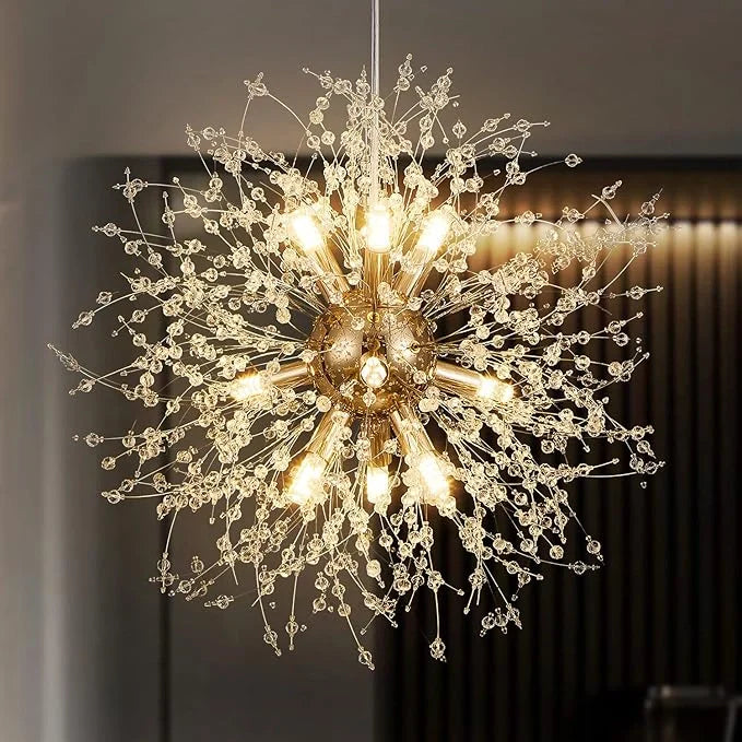 Crystal LED dandelion pendant light