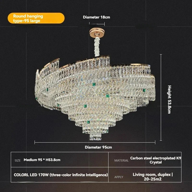 Crystal LED pendant light close up
