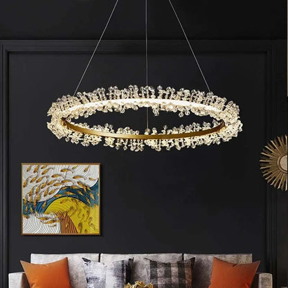 Crystal chain chandelier close-up
