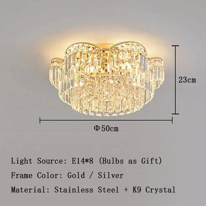 Crystal chain chandelier side angle