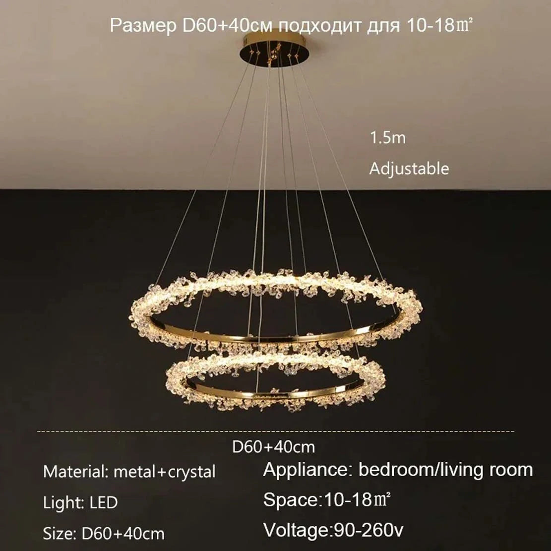 Crystal chain chandelier side view