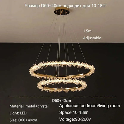 Crystal chain chandelier side view