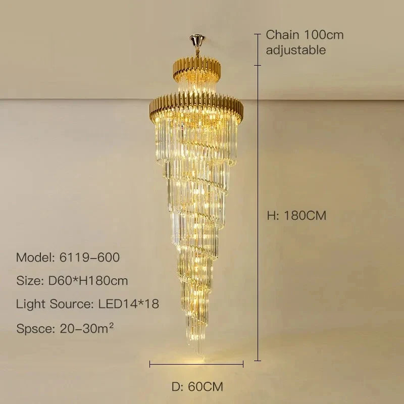 Crystal pendant chandelier installed in room