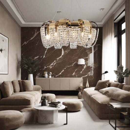 Denise Chandelier Modern  Luxury Gold Frame Light Fitting - Zynella