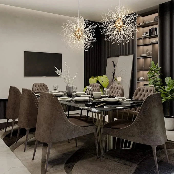 Dandelion crystal chandelier installed