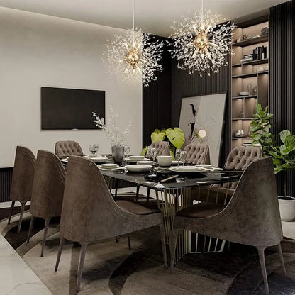 Dandelion crystal chandelier installed
