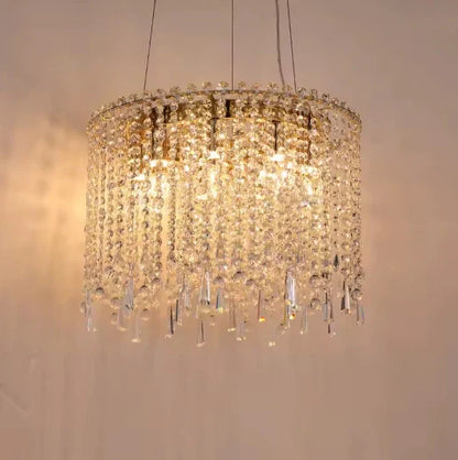 Elegant crystal ceiling fixture installed