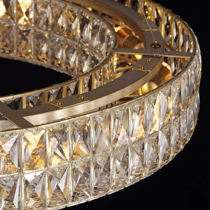 Elegant crystal ceiling lamp close detail
