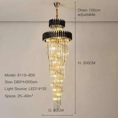 Elegant crystal ceiling light in black gold