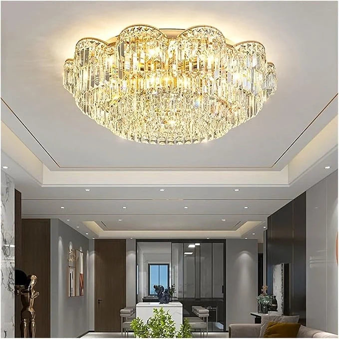 Elegant crystal chain LED chandelier