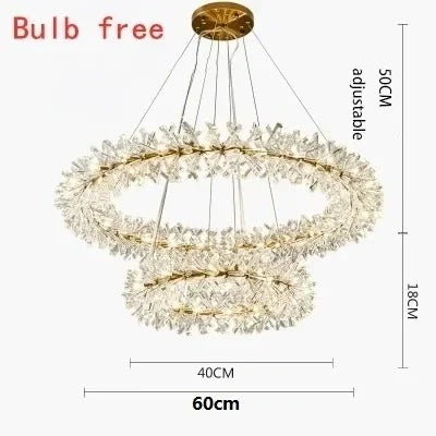 Elegant crystal flower chandelier interior