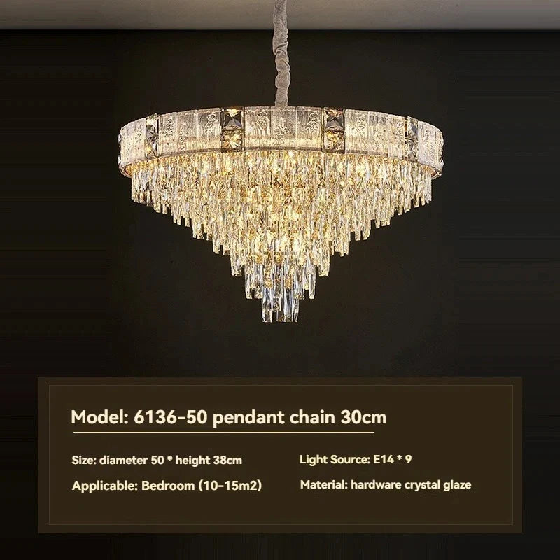 Elegant gold crystal ceiling light