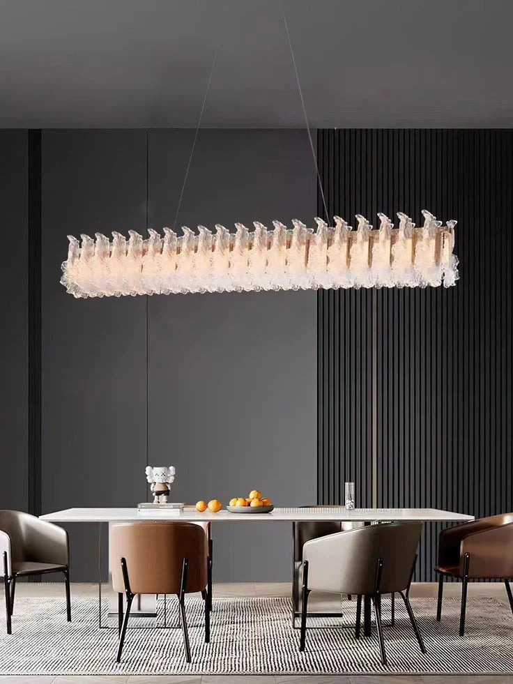 French Acrylic LED Chandelier Side View – Elegant Light Fixture