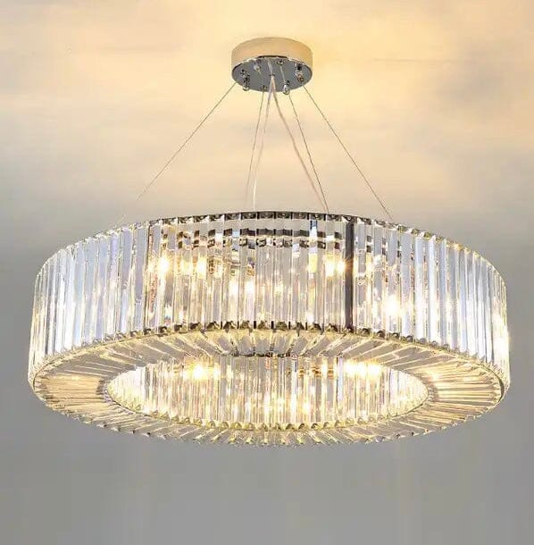 Emperor Chrome Crystal Ring Modern  Sculptural Spiral LED Fixture - Zynella