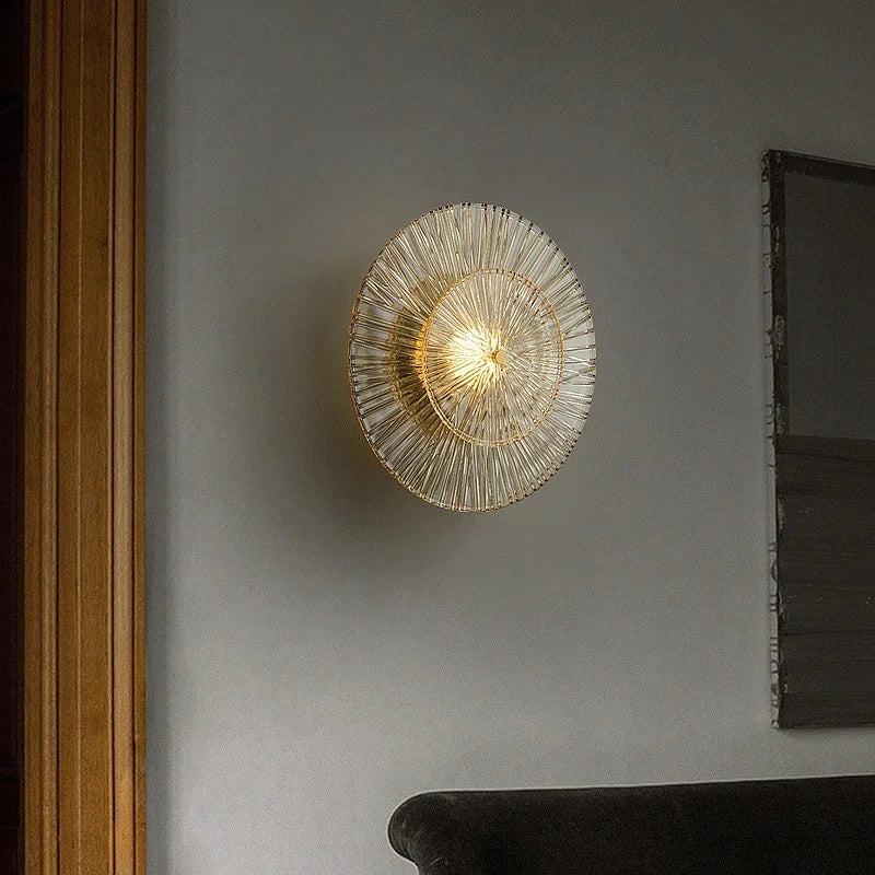 Glass wall light close-up view