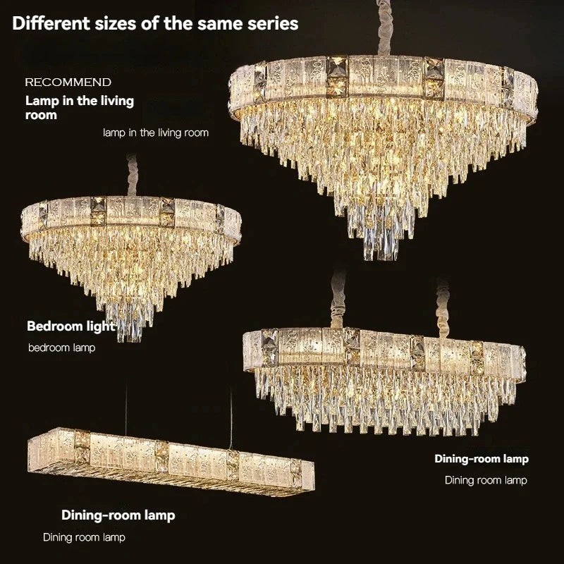 Gold LED crystal pendant light