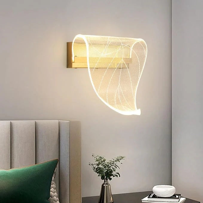 Gold acrylic LED wall light fixture