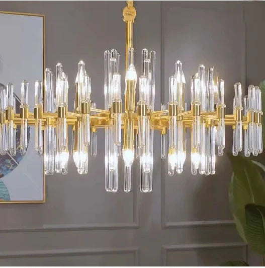 Gold crystal LED pendant light