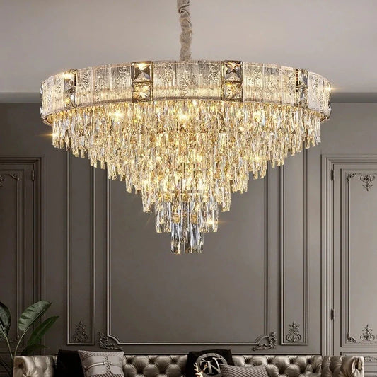 Gold crystal chain pendant chandelier
