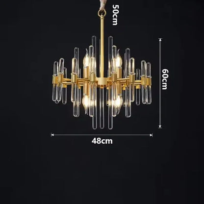 Gold crystal chandelier in room setting