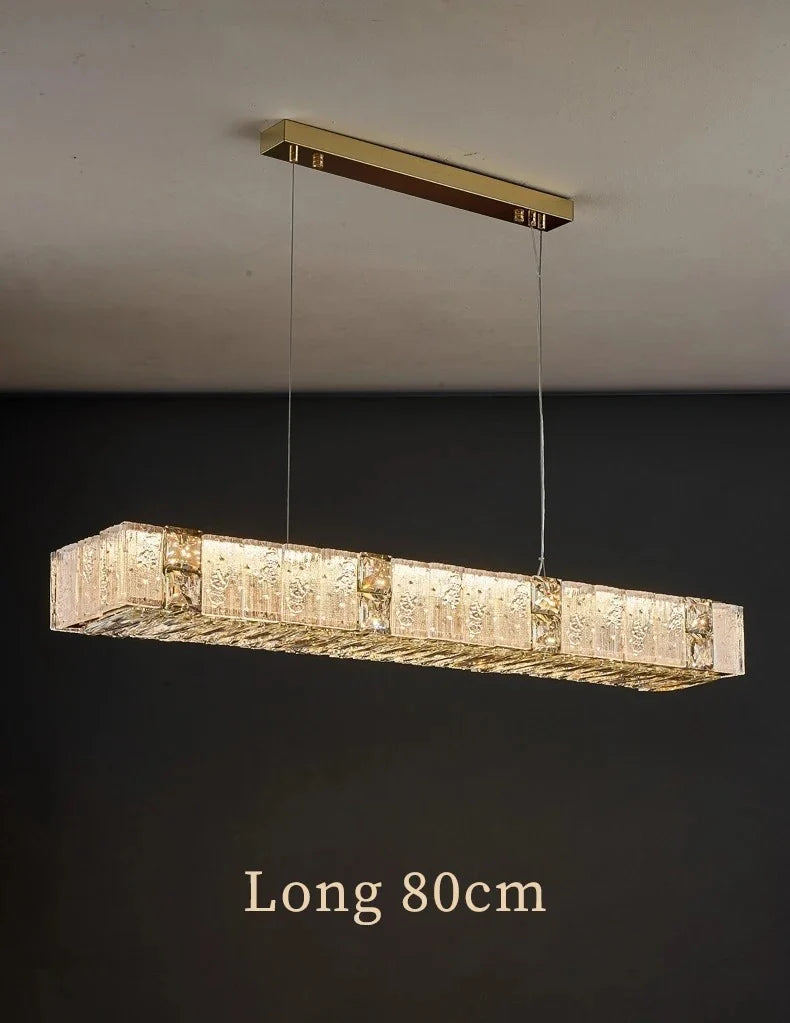 Gold crystal chandelier side view