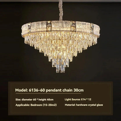 Gold crystal pendant installed