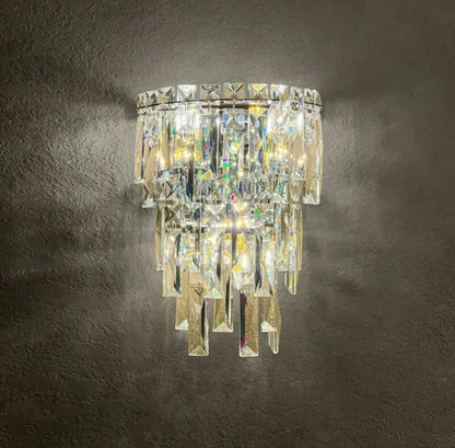 Gold double-layer crystal wall sconce