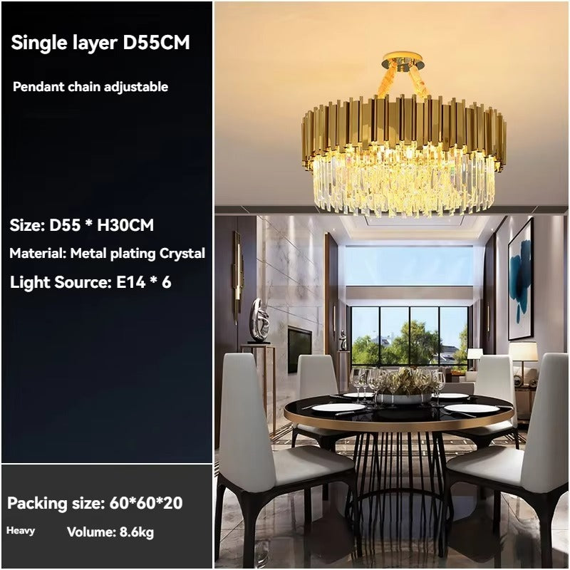 High-end modern chandelier with brushed stainless steel
