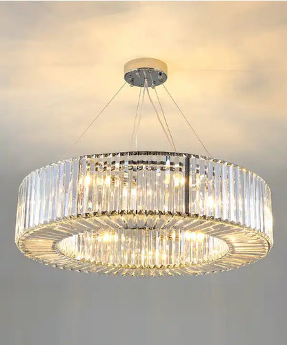 Emperor Chrome Crystal Ring Modern  Sculptural Spiral LED Fixture - Zynella