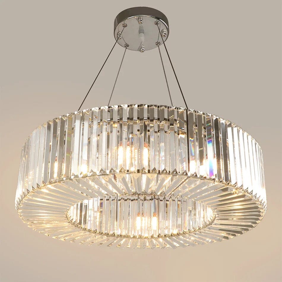 Emperor Chrome Crystal Ring Modern  Sculptural Spiral LED Fixture - Zynella