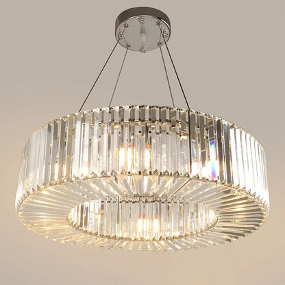 Emperor Chrome Crystal Ring Modern  Sculptural Spiral LED Fixture - Zynella
