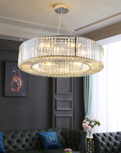 Emperor Chrome Crystal Ring Modern  Sculptural Spiral LED Fixture - Zynella