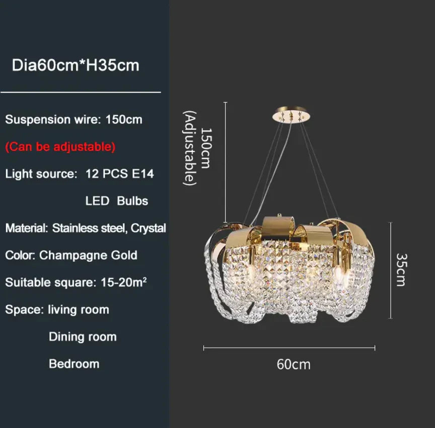 Denise Chandelier Modern  Luxury Gold Frame Light Fitting - Zynella