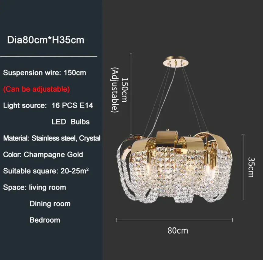 Denise Chandelier Modern  Luxury Gold Frame Light Fitting - Zynella