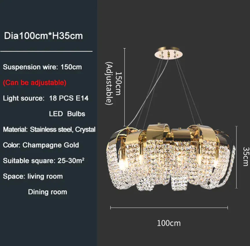 Denise Chandelier Modern  Luxury Gold Frame Light Fitting - Zynella