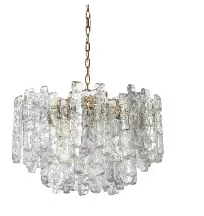 Ice-melting glass chandelier close-up