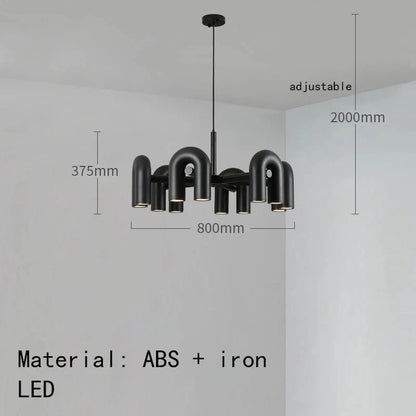 LED U-shaped pendant chandelier close-up