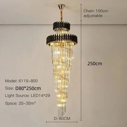LED black and gold crystal pendant angle view
