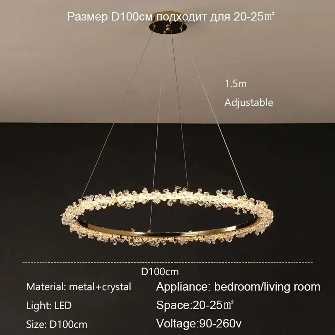 LED crystal chain chandelier design