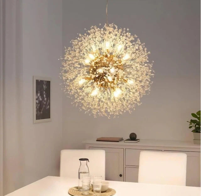LED crystal dandelion lighting fixture