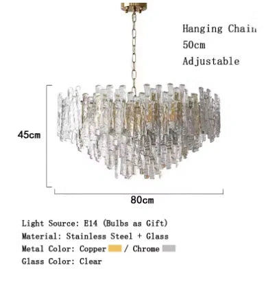 LED glass chandelier installed