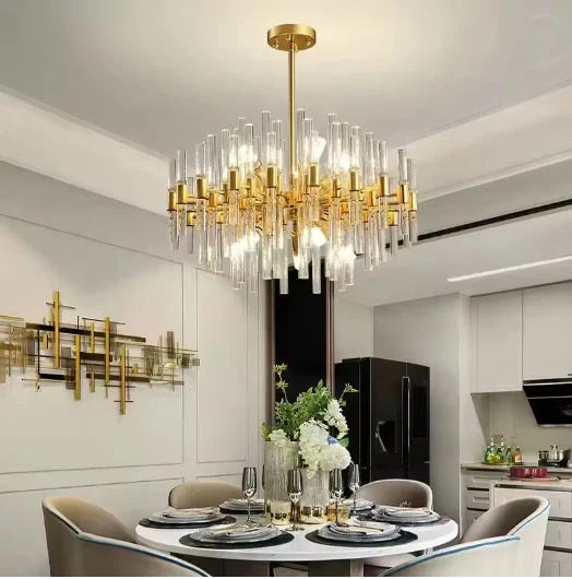 LED gold crystal hanging light