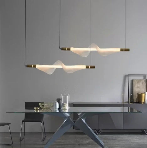 Long LED Tube Pendant Angle View – Sleek Interior Lighting