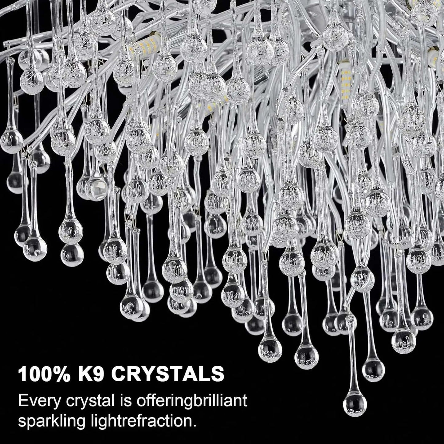 Luxury LED Crystal Raindrop Pendant – Modern Interior Light