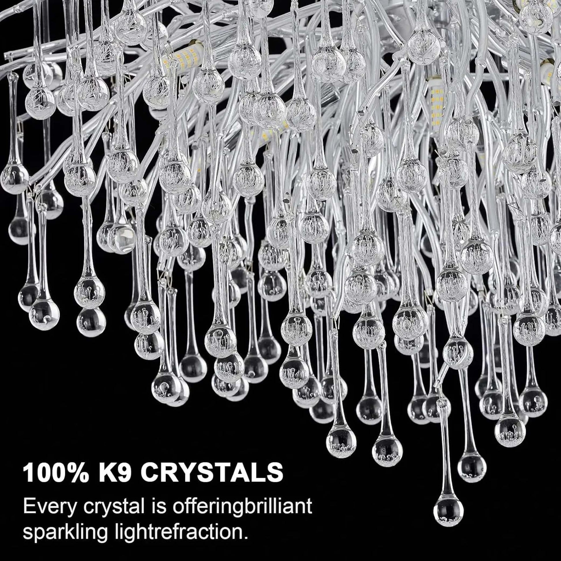 Luxury LED Crystal Raindrop Pendant – Modern Interior Light