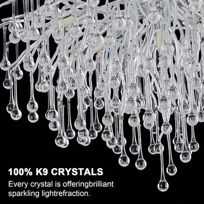 Luxury LED Crystal Raindrop Pendant – Modern Interior Light